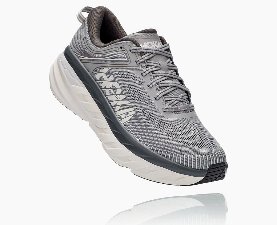 Hoka One One Running Shoes Mens Grey - Bondi 7 - 74953PWZR